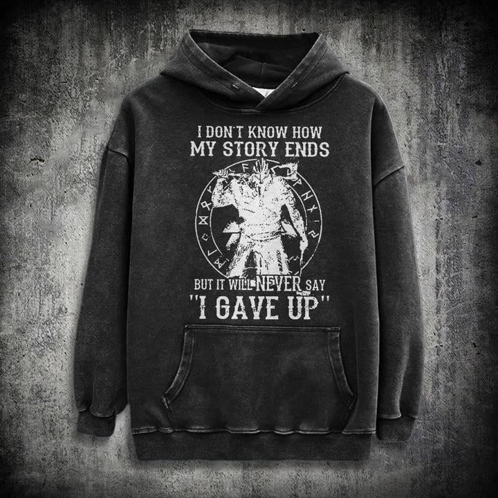 WorldNorse It Will Never Say ''I Gave Up'' Washed Hoodie - Black - 3XL - image 1