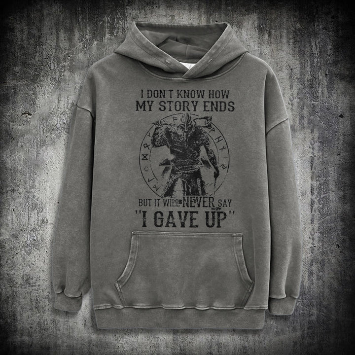 WorldNorse It Will Never Say ''I Gave Up'' Washed Hoodie - Grey - 3XL - image 12
