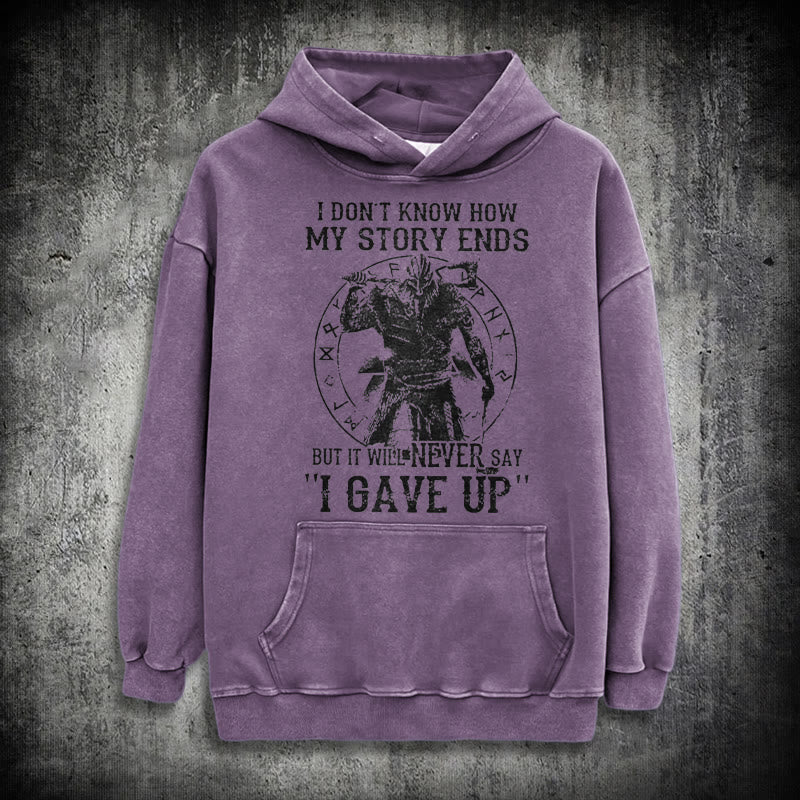 WorldNorse It Will Never Say ''I Gave Up'' Washed Hoodie - Purple - 3XL - image 33