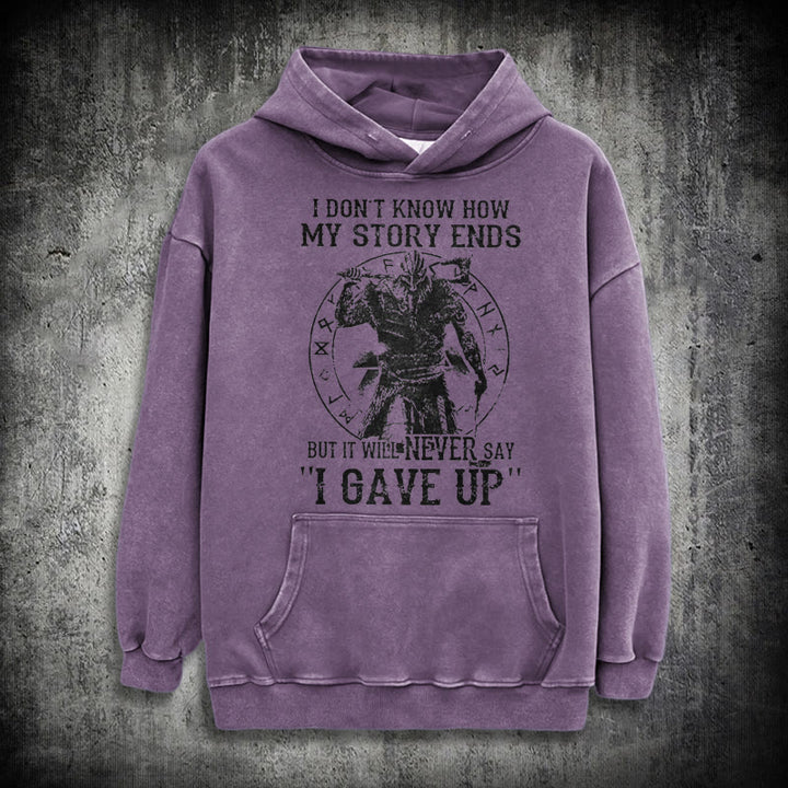 WorldNorse It Will Never Say ''I Gave Up'' Washed Hoodie - Purple - 3XL - image 32