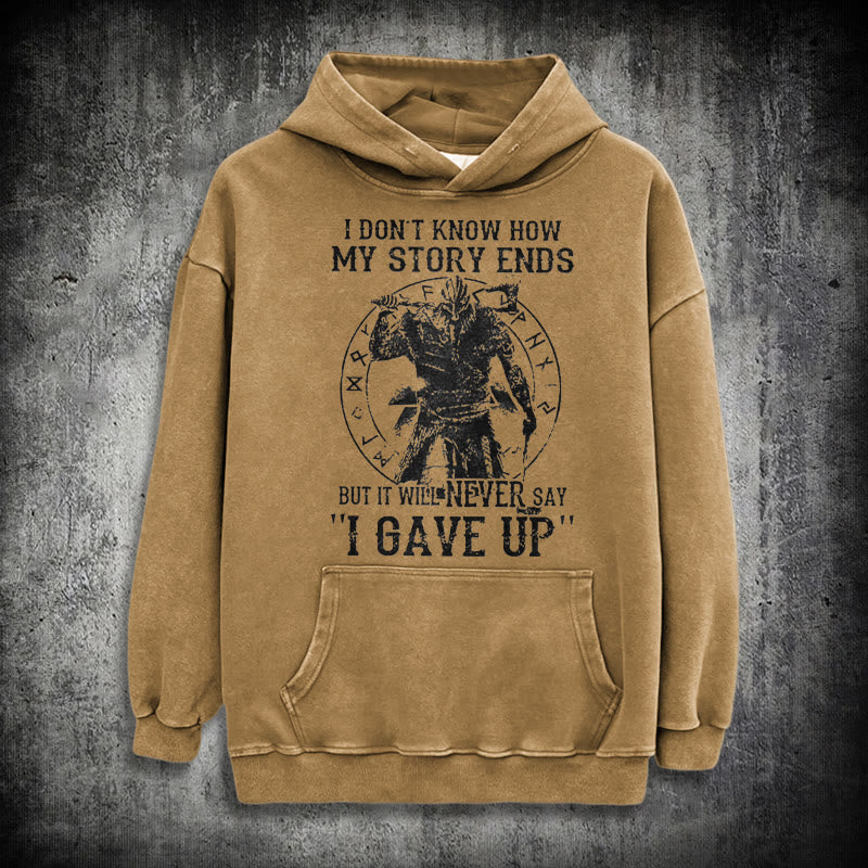 WorldNorse It Will Never Say ''I Gave Up'' Washed Hoodie - Khaki - 3XL - image 27