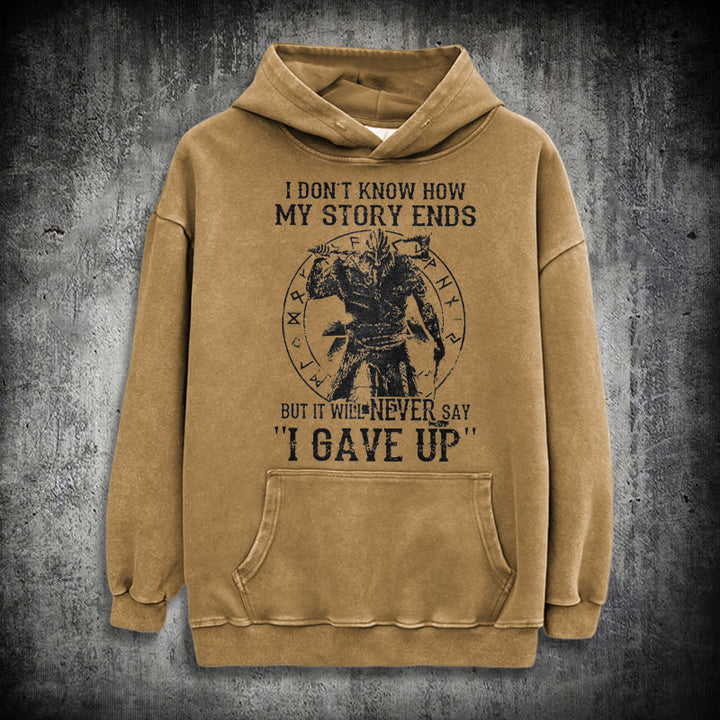 WorldNorse It Will Never Say ''I Gave Up'' Washed Hoodie - Khaki - 3XL - image 27
