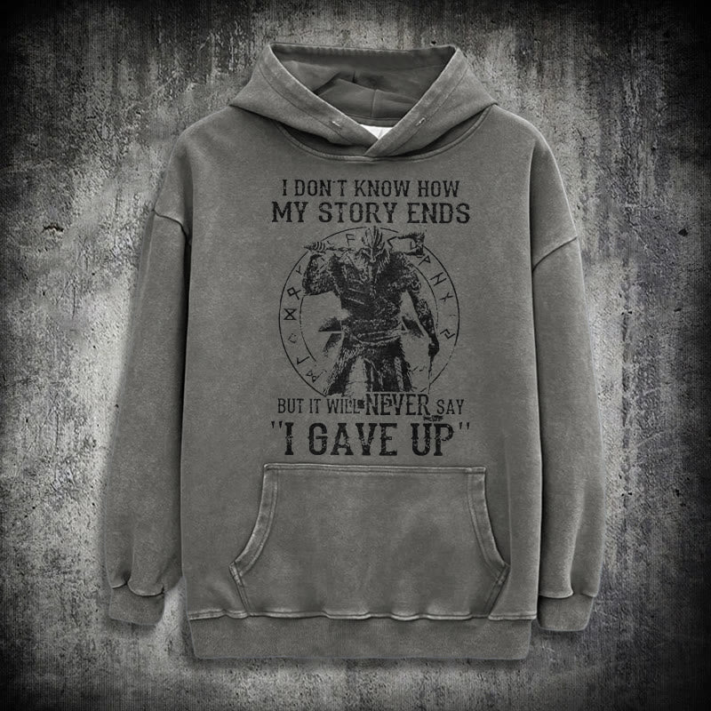 WorldNorse It Will Never Say ''I Gave Up'' Washed Hoodie - Grey - 3XL - image 13