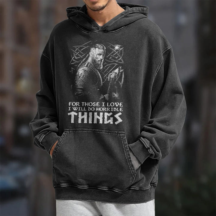 WorldNorse Viking Horrible Things Washed Hoodie