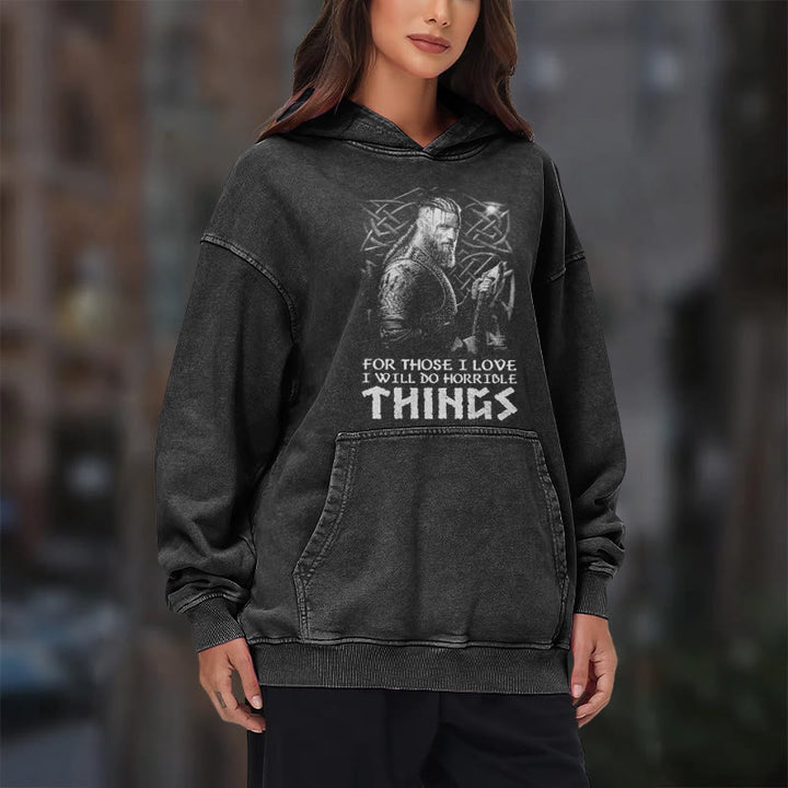 WorldNorse Viking Horrible Things Washed Hoodie