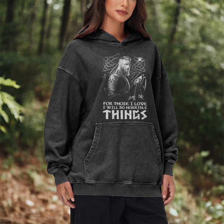 WorldNorse Viking Horrible Things Washed Hoodie