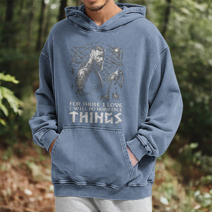 WorldNorse Viking Horrible Things Washed Hoodie