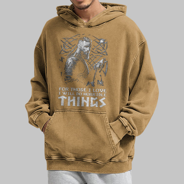 WorldNorse Viking Horrible Things Washed Hoodie