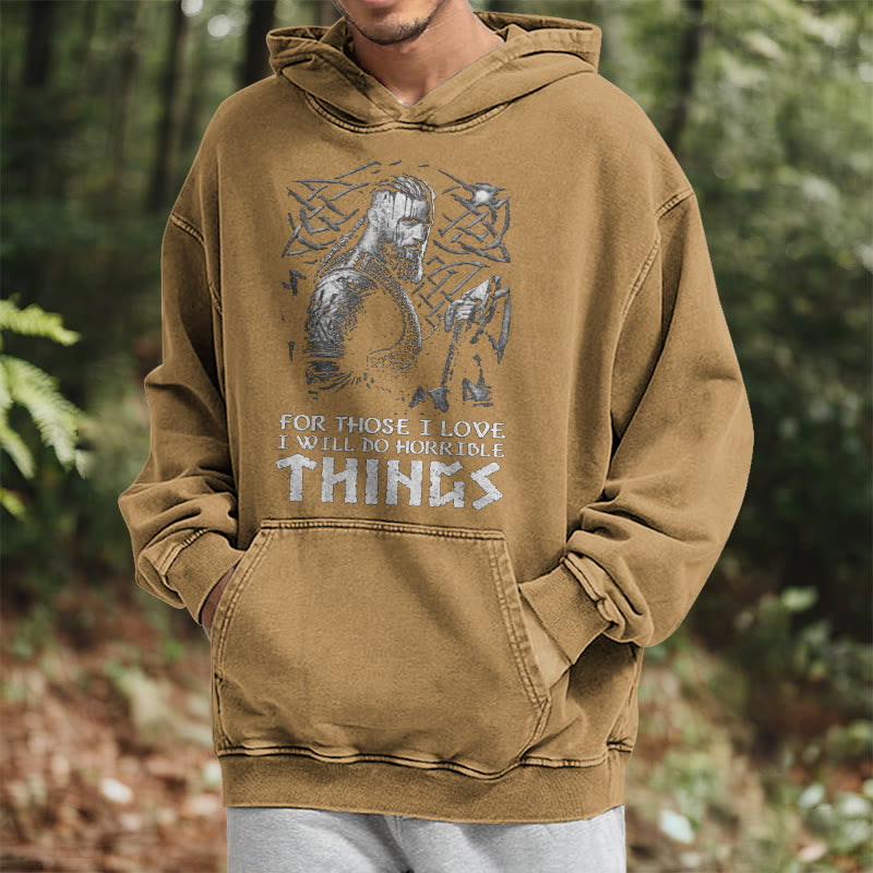 WorldNorse Viking Horrible Things Washed Hoodie