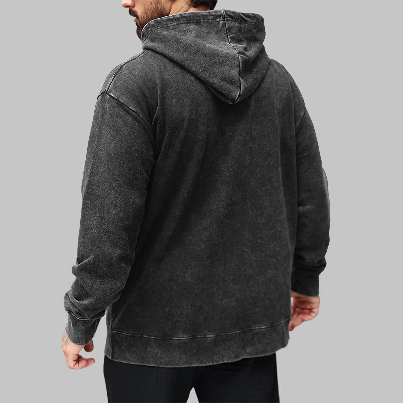 WorldNorse Skull Long Sleeve Washed Hoodie