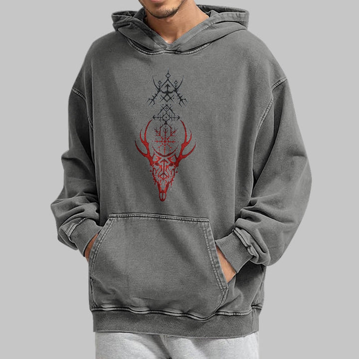 WorldNorse Viking Helm Of Awe Print Washed Hoodie - image 14