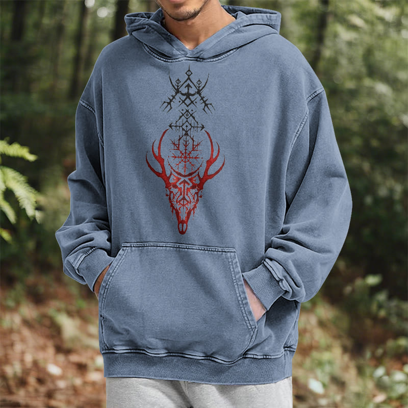 WorldNorse Viking Helm Of Awe Print Washed Hoodie - image 23