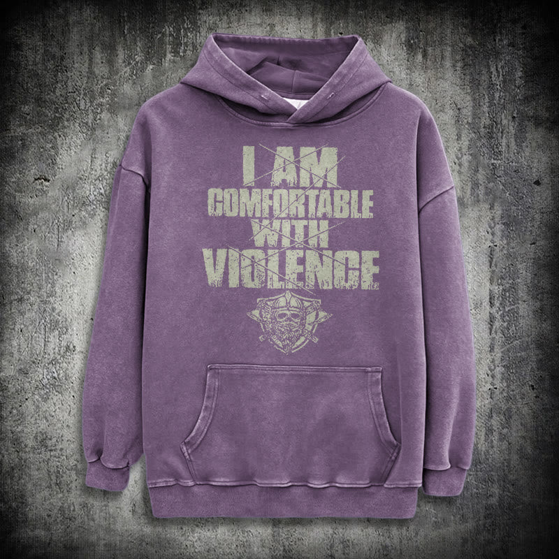 WorldNorse I Am Comfortable With Violence Washed Hoodie - Purple - 3XL - image 33
