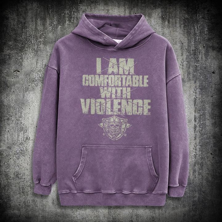 WorldNorse I Am Comfortable With Violence Washed Hoodie - Purple - 3XL - image 33