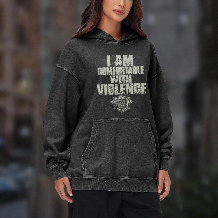 WorldNorse I Am Comfortable With Violence Washed Hoodie - image 12
