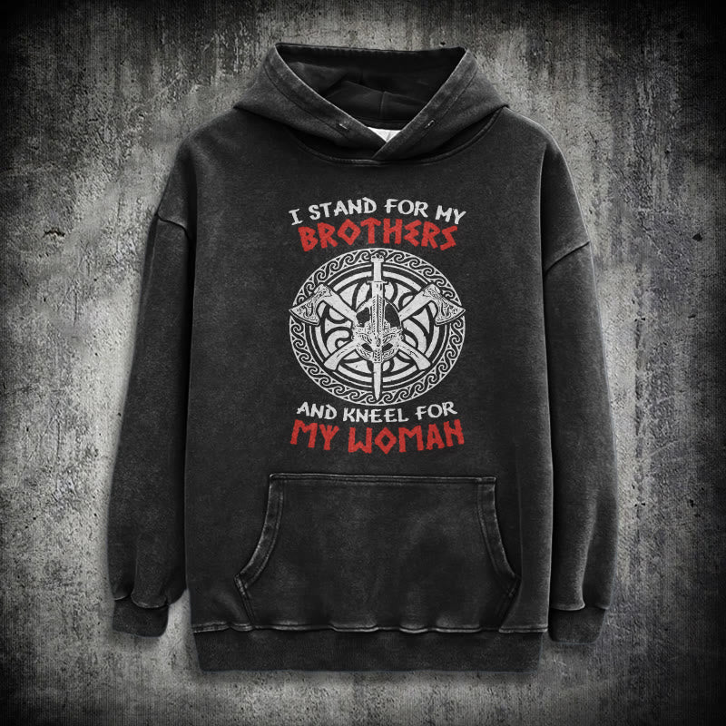 WorldNorse Viking Standbrothers Washed Hoodie - Black - 3XL - image 0