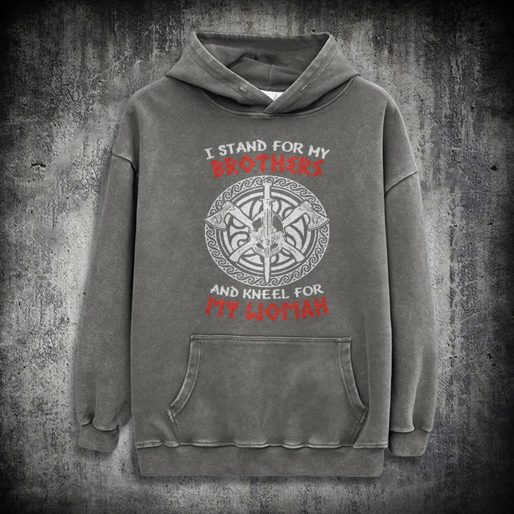 WorldNorse Viking Standbrothers Washed Hoodie - Grey - 3XL - image 13