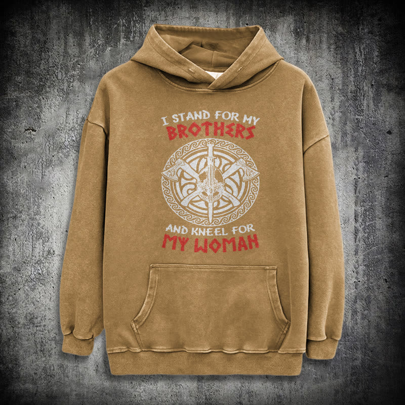 WorldNorse Viking Standbrothers Washed Hoodie - Khaki - 3XL - image 27