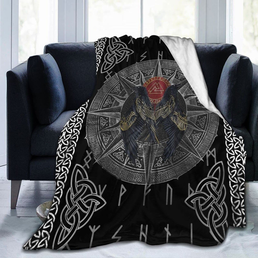 WorldNorse Celtic Knot Raven Blanket - Black Raven - 264x228cm - image 9