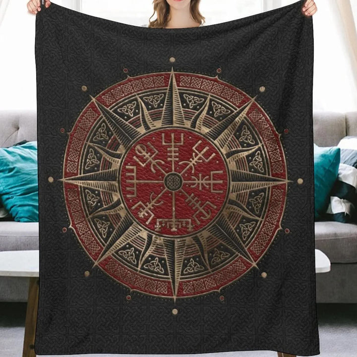 WorldNorse Wolves Vegvisir Blanket - Red Vegvisir - 264x228cm - image 8