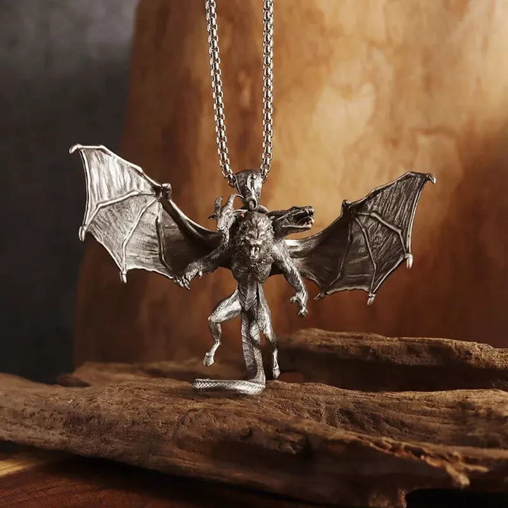 WorldNorse Three Headed Winged Beast Necklace