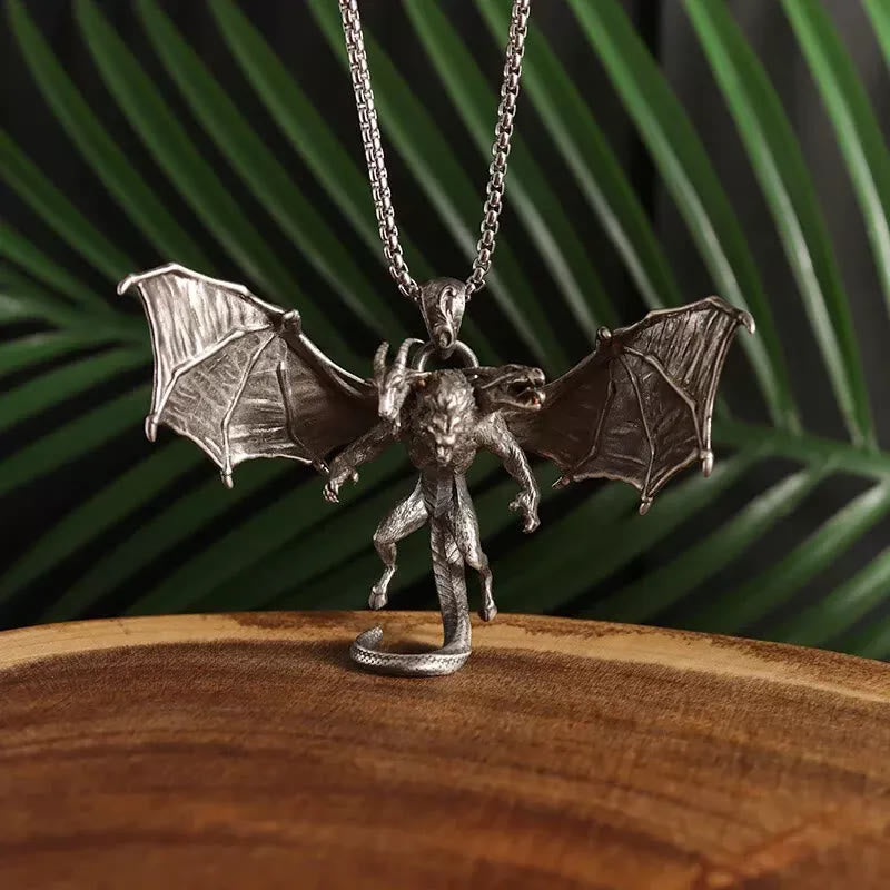 WorldNorse Three Headed Winged Beast Necklace