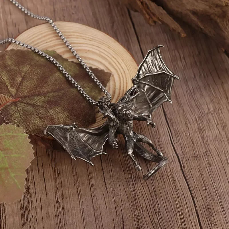 WorldNorse Three Headed Winged Beast Necklace