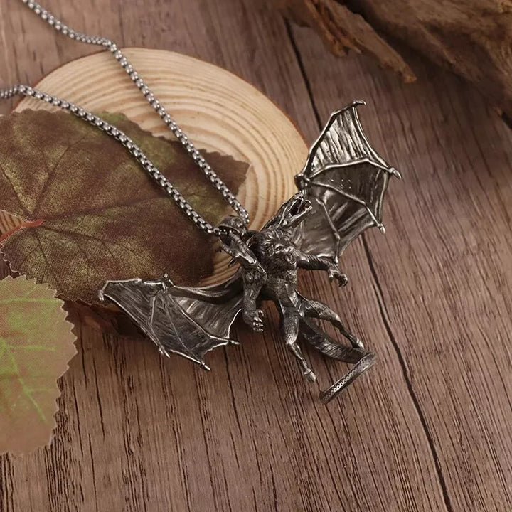 WorldNorse Three Headed Winged Beast Necklace