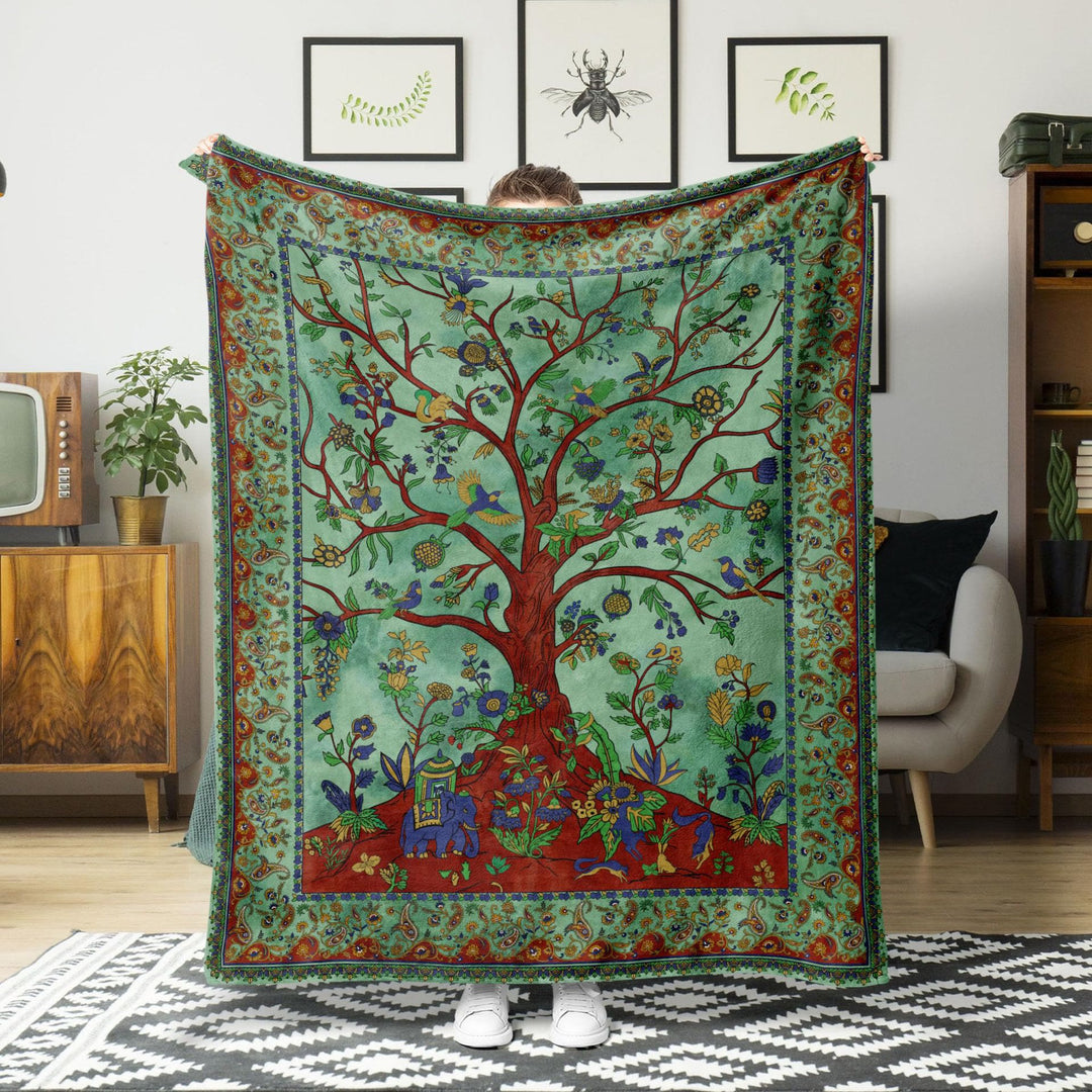 WorldNorse Celtic Knot Yggdrasil Blanket - Green Yggdrasil - 264x228cm - image 12