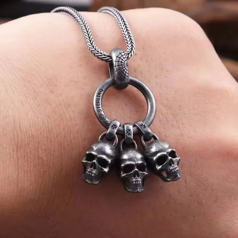 WorldNorse Gothic Black Skull Head Necklace