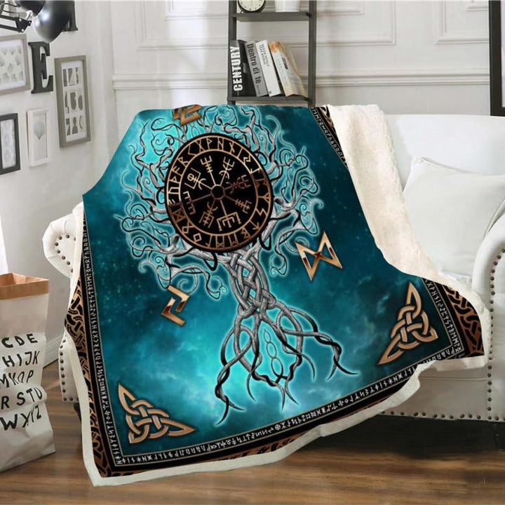 WorldNorse Moon Yggdrasil Blanket - Yggdrasil + Vegvisir - 264x228cm - image 0