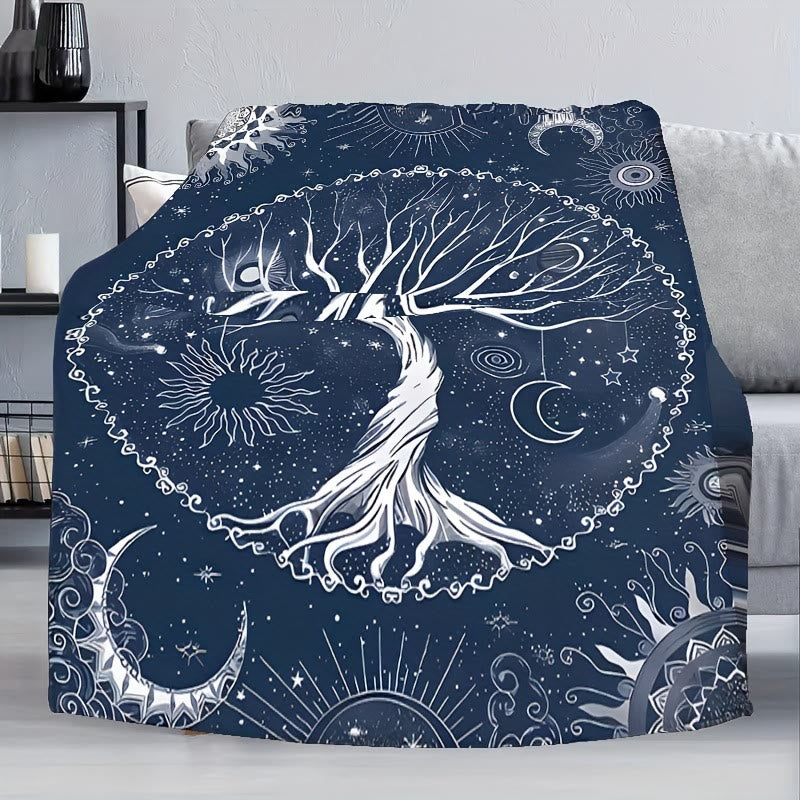 WorldNorse Moon Yggdrasil Blanket - Blue Yggdrasil - 264x228cm - image 5