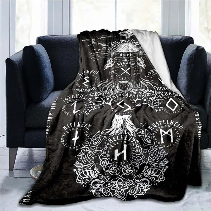 WorldNorse Viking Warrior Blanket - Black Rune - 264x228cm - image 5