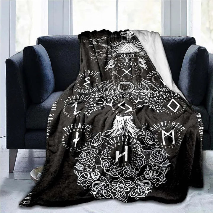 WorldNorse Viking Warrior Blanket - Black Rune - 264x228cm - image 5
