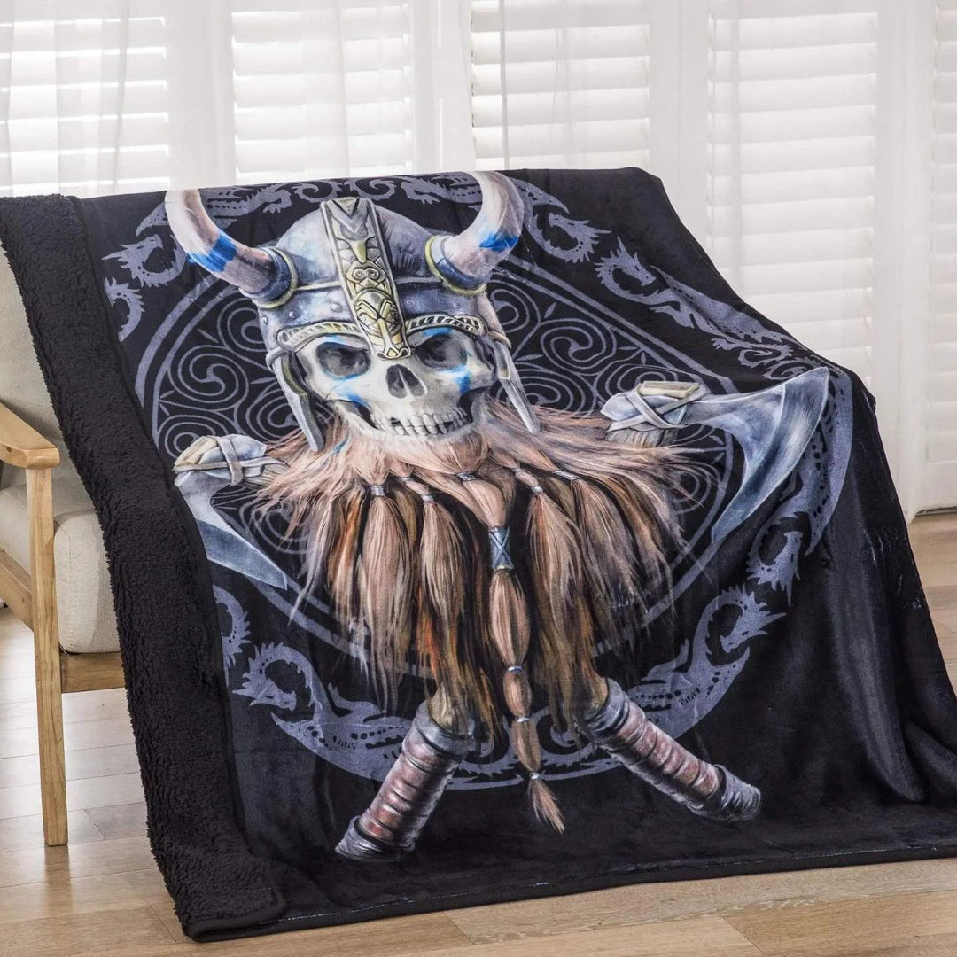 WorldNorse Viking Warrior Blanket - Skull Warrior - 264x228cm - image 11