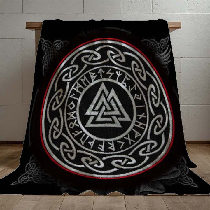 WorldNorse Viking Symbol Vegvisir Valknut Blanket - Valknut - 264x228cm - image 0