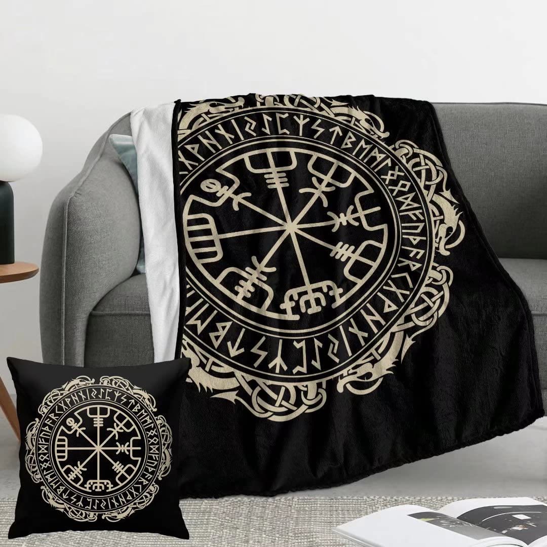 WorldNorse Viking Symbol Vegvisir Valknut Blanket