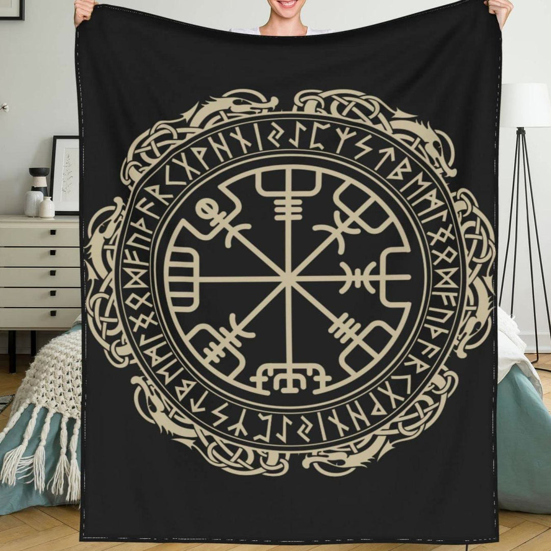 WorldNorse Viking Symbol Vegvisir Valknut Blanket - Vegvisir - 264x228cm - image 7