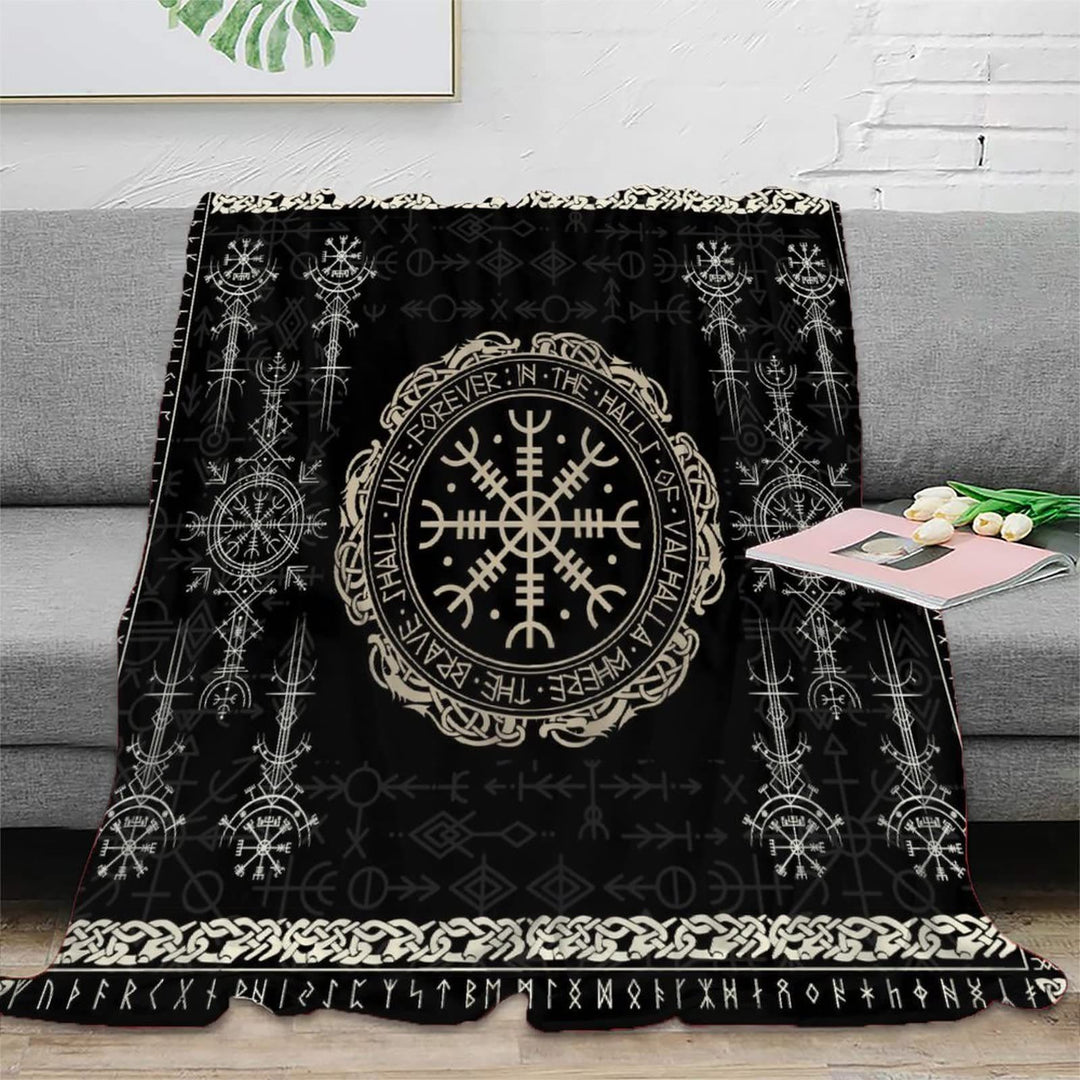 WorldNorse Viking Symbol Vegvisir Valknut Blanket - Helm of Awe - 264x228cm - image 15