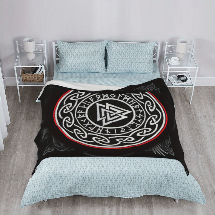 WorldNorse Viking Symbol Vegvisir Valknut Blanket