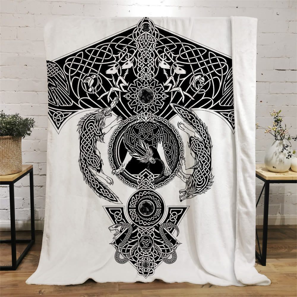 WorldNorse Celtic Knot Warrior Blanket - Mjolnir - 264x228cm - image 2