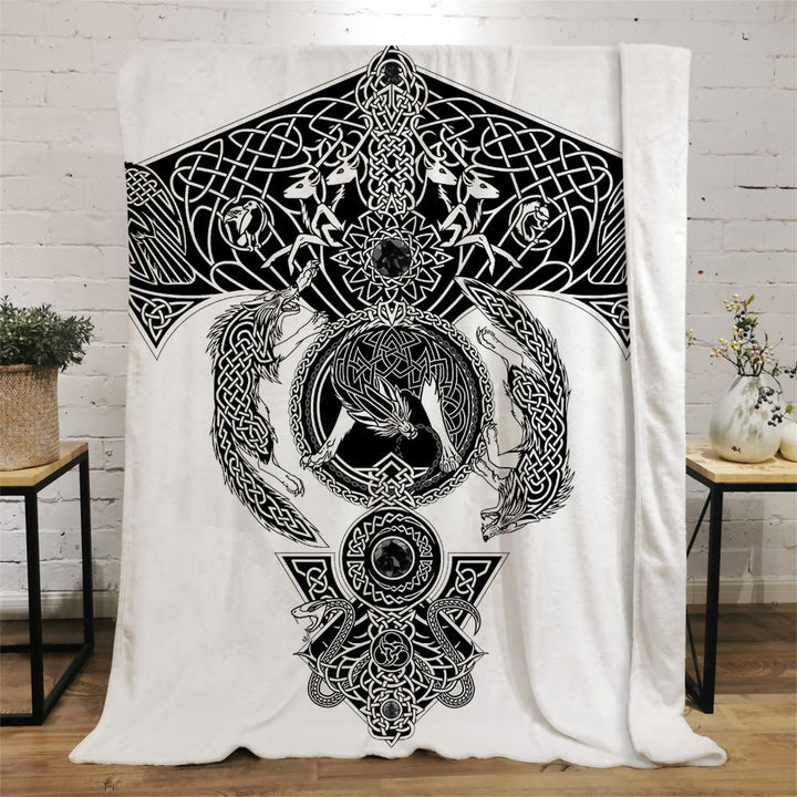 WorldNorse Celtic Knot Warrior Blanket - Mjolnir - 264x228cm - image 2