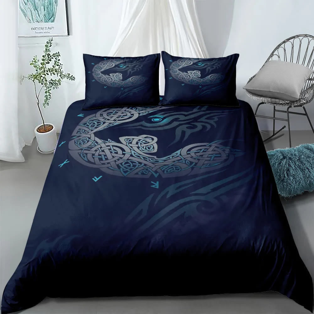 WorldNorse Celtic Knot Wolves Bedding Set - Wolves + Celtic Knot - 260X240cm (1 Duvet Cover + 2 Pillow Case) - image 1