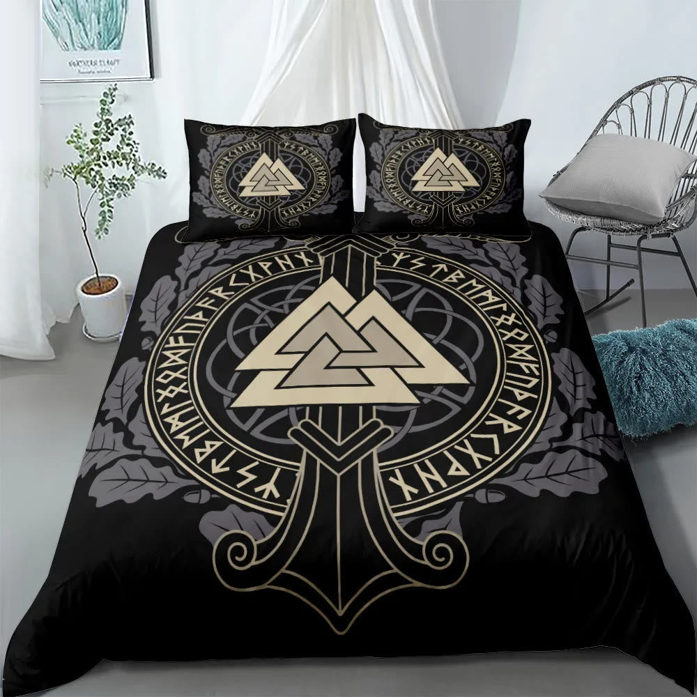 WorldNorse Celtic Knot Mjolnir Bedding Set - Valknut - 260X240cm (1 Duvet Cover + 2 Pillow Case) - image 3