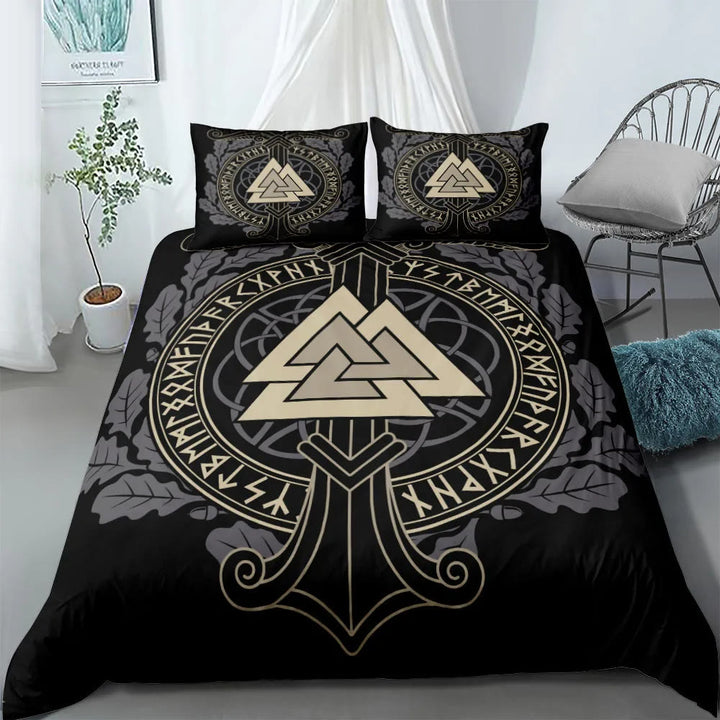 WorldNorse Celtic Knot Mjolnir Bedding Set - Valknut - 260X240cm (1 Duvet Cover + 2 Pillow Case) - image 3