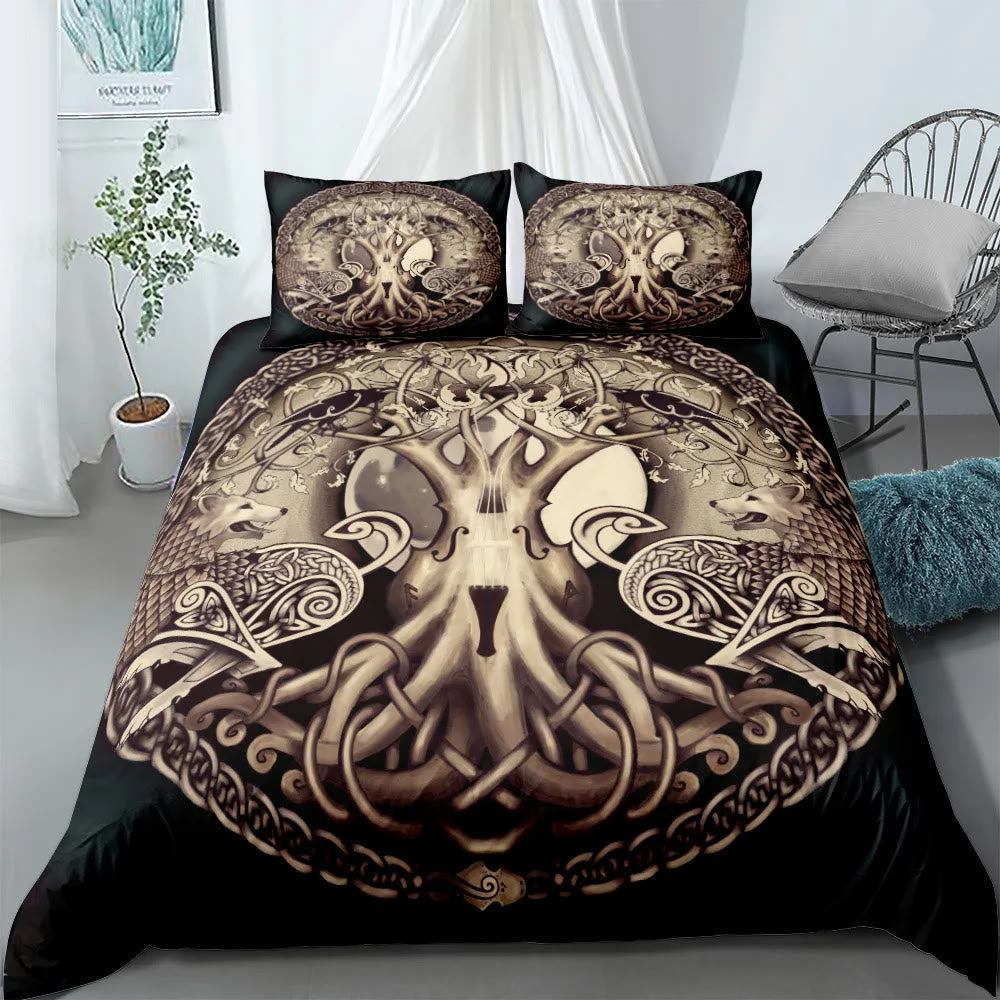 WorldNorse Celtic Knot Mjolnir Bedding Set - Yggdrasil - 260X240cm (1 Duvet Cover + 2 Pillow Case) - image 2