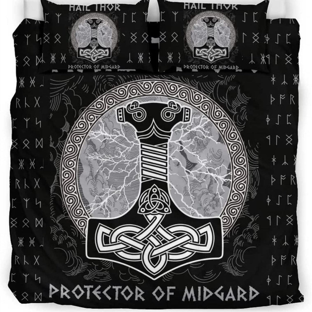 WorldNorse Celtic Knot Mjolnir Bedding Set - Mjolnir - 260X240cm (1 Duvet Cover + 2 Pillow Case) - image 0