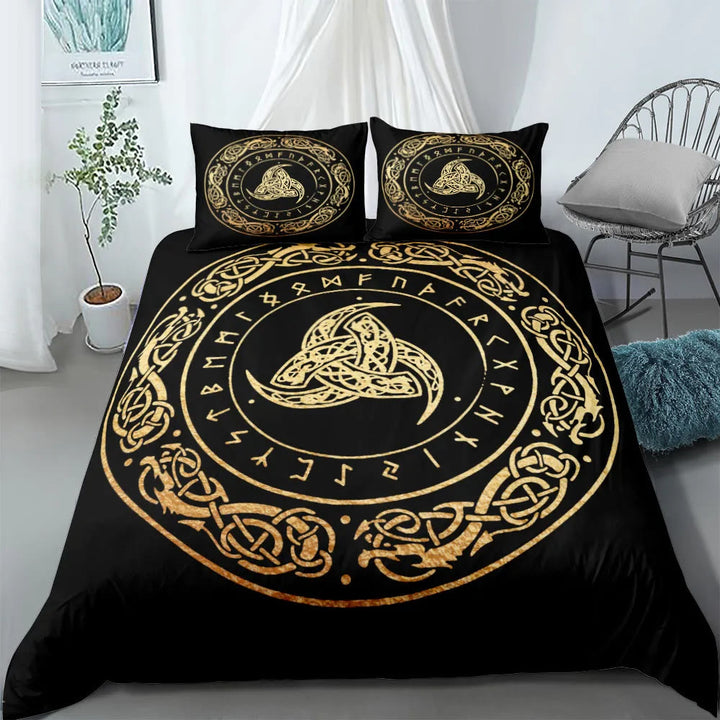WorldNorse Raven Rune Bedding Set - Triple Horn of Odin - A Pair of Pillowcases(Size:50*75cm) - image 5