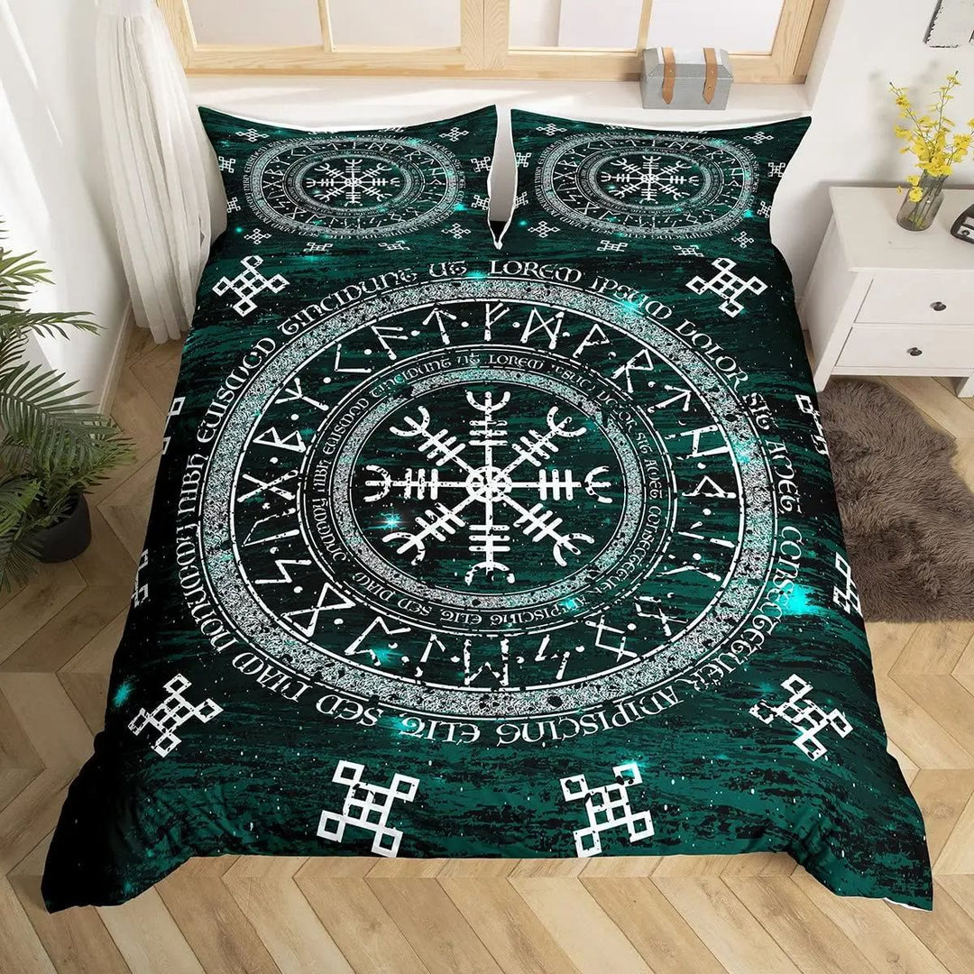 WorldNorse Vegvisir Rune Bedding Set - Helm of Awe - 260X240cm (1 Duvet Cover + 2 Pillow Case) - image 2