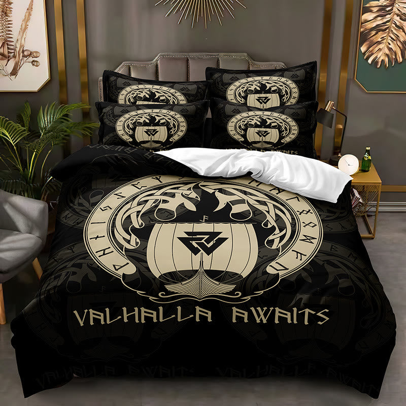WorldNorse Helm Of Awe Bedding Set - Valknut - 264X228cm (1 Duvet Cover + 2 Pillow Case) - image 4